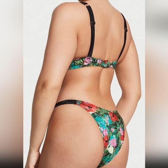 V.S(2pc)Swim Shine Strap Tee Push Up - Brazilian Set (Tropical)-34A - XS - Picture 2 of 10